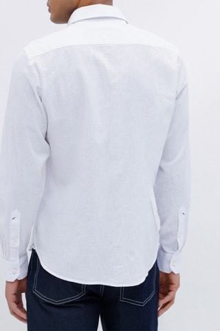 Chemise slim en lin - Blanc