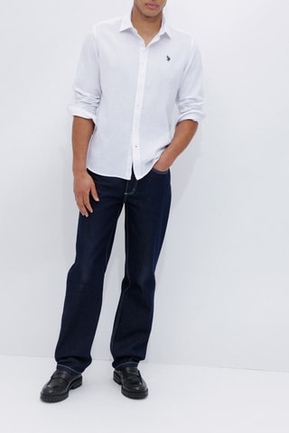Chemise slim en lin - Blanc