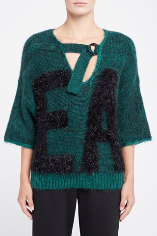 Pull en mohair et laine - Noir et vert