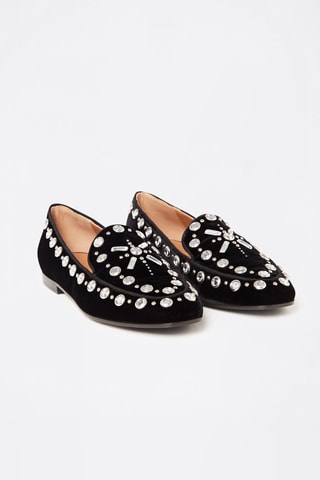 Slippers en velours Emporio Armani - Argenté et noir