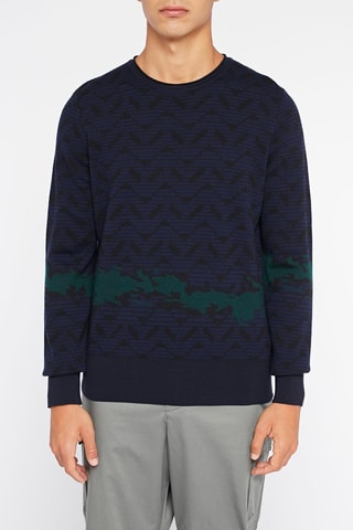 Pull en laine vierge Emporio Armani - Noir, bleu et vert