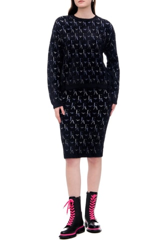 Jupe fourreau taille haute -  Emporio Armani - Blanc, noir et gris