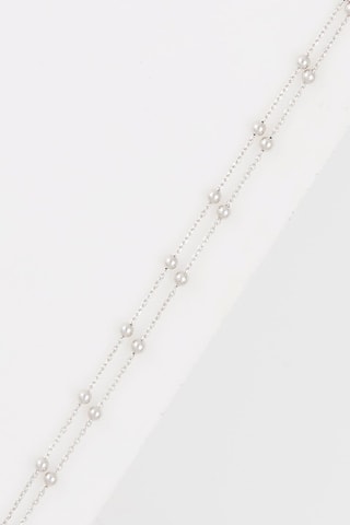 Pulsera doble cadena bolas - Oro blanco