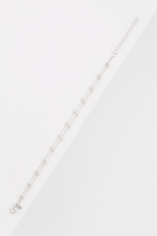 Pulsera doble cadena bolas - Oro blanco