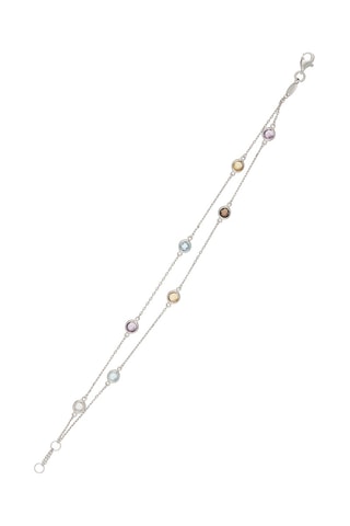 Pulsera Corlormix - Oro blanco, cuarzo, topacios, amatistas, citrinos