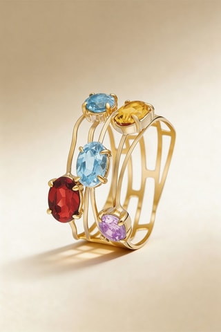 Anillo Eclat de couleurs - Oro amarillo, topacios, amatista, granate y citrino