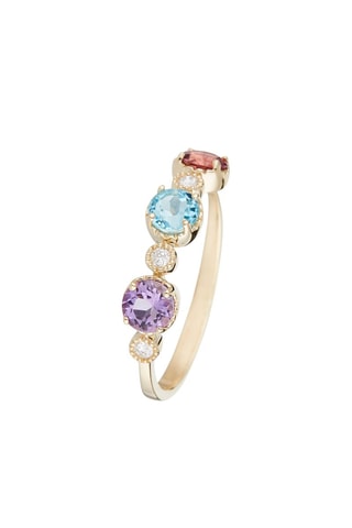 Anillo Astral - Oro amarillo, diamantes, topacio, amatista y turmalina