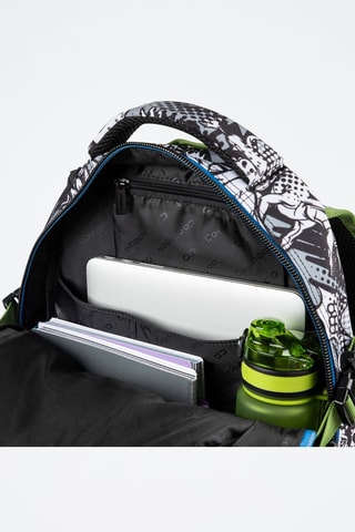 Mochila - Preto e branco - Coolpack - Branco, preto, azul e verde