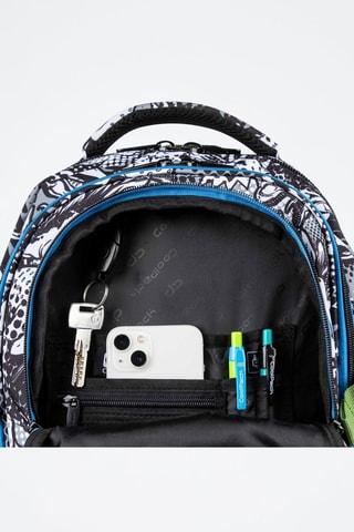 Mochila - Preto e branco - Coolpack - Branco, preto, azul e verde