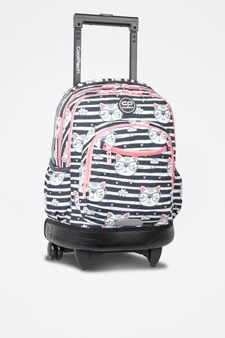 Sac à dos à roulettes  -  Coolpack - Blanc, rose et gris