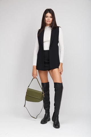 Sac porté épaule en cuir de veau - Vert