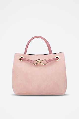 Sac à main en cuir de veau nubuck - Rose