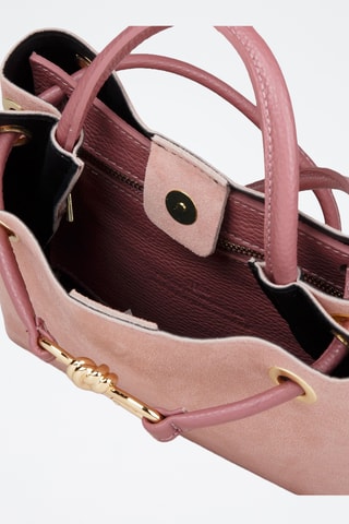 Sac à main en cuir de veau nubuck - Rose