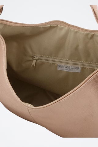 Sac porté épaule en cuir de veau - Beige