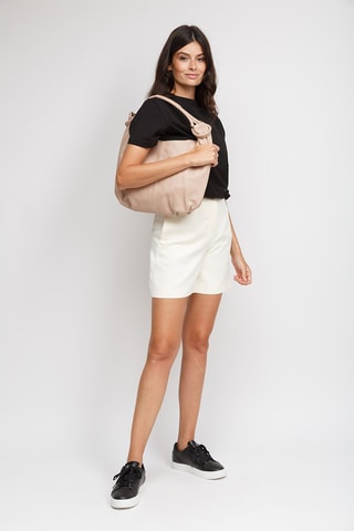 Sac porté épaule en cuir de veau - Beige
