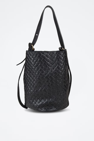 Sac seau et sac bandoulière en cuir de veau - Noir