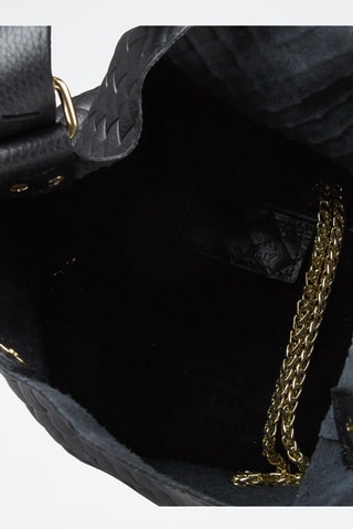 Sac seau et sac bandoulière en cuir de veau - Noir