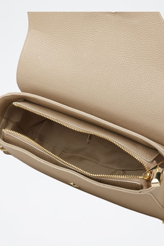 Sac porté épaule en cuir de veau - Beige