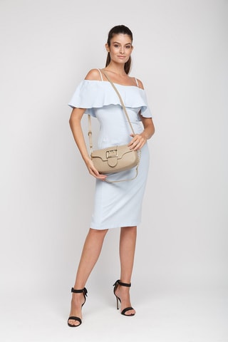 Sac porté épaule en cuir de veau - Beige