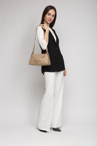 Sac porté épaule en cuir de veau - Beige