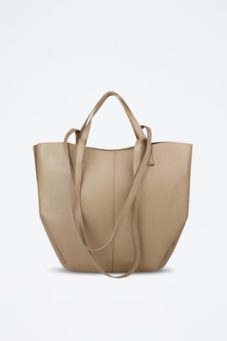 Cabas et pochette en cuir de veau - Taupe