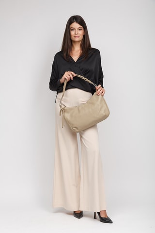 Sac porté épaule en cuir de veau - Beige