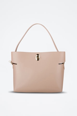 Sac à main et pochette en cuir de veau - Rose