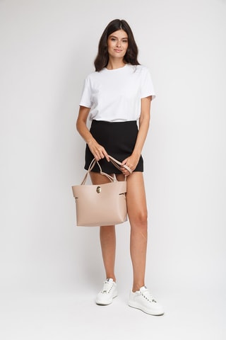 Sac à main et pochette en cuir de veau - Rose