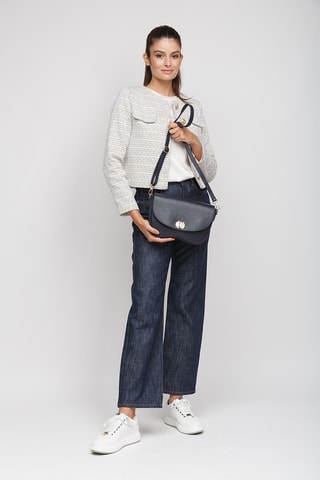 Sac bandoulière en cuir de veau - Bleu