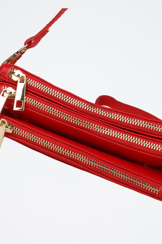 Sac porté épaule en cuir de veau - Rouge