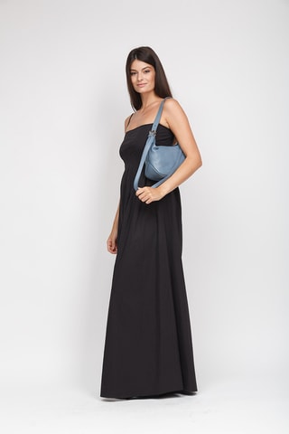 Sac porté épaule en cuir de veau - Bleu