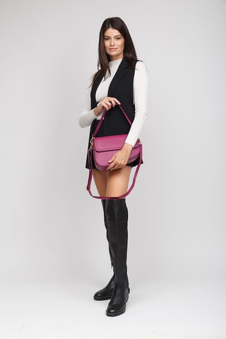 Sac bandoulière en cuir de veau - Fuchsia