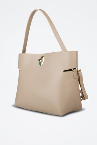 Sac à main et pochette en cuir de veau - Gris