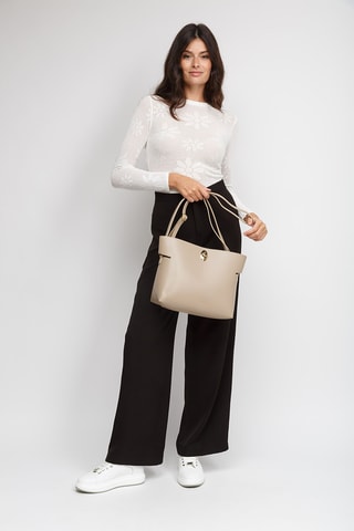 Sac à main et pochette en cuir de veau - Gris