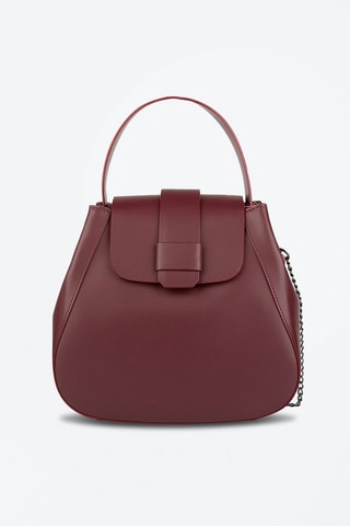 Sac bandoulière en cuir de chèvre - Rouge et argenté
