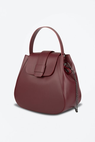 Sac bandoulière en cuir de chèvre - Rouge et argenté