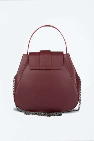 Sac bandoulière en cuir de chèvre - Rouge et argenté