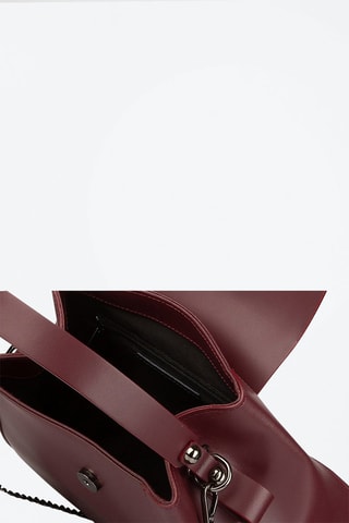 Sac bandoulière en cuir de chèvre - Rouge et argenté