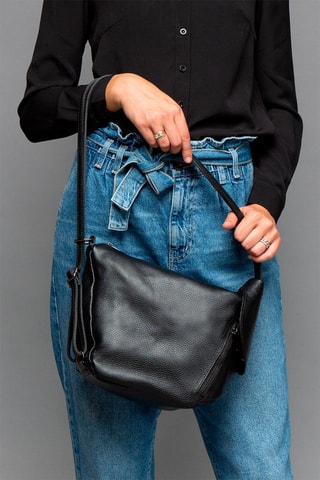 Bandolera de piel bovina Negro - Negro