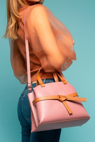Sac à main en cuir - Marron et rose
