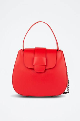 Sac bandoulière en cuir de chèvre - Rouge et argenté