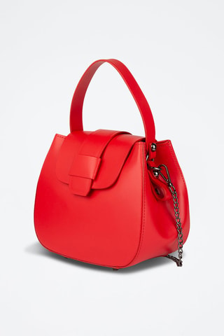 Sac bandoulière en cuir de chèvre - Rouge et argenté