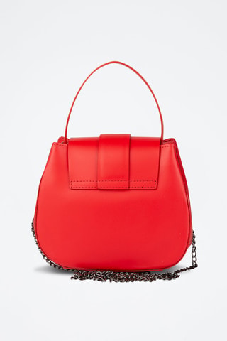 Sac bandoulière en cuir de chèvre - Rouge et argenté