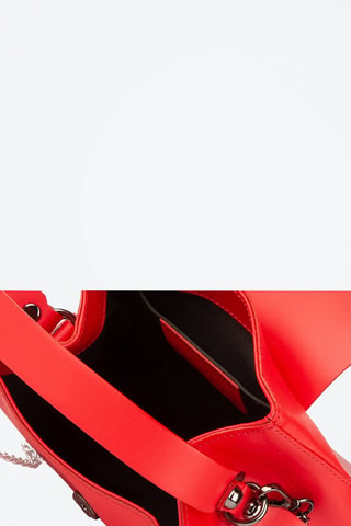 Sac bandoulière en cuir de chèvre - Rouge et argenté