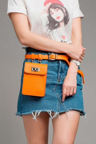 Sac banane en cuir - Orange