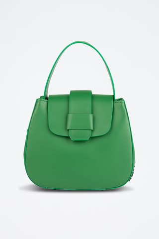 Sac bandoulière en cuir de chèvre - Vert et argenté