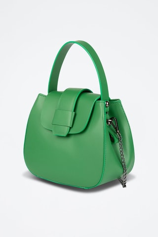 Sac bandoulière en cuir de chèvre - Vert et argenté