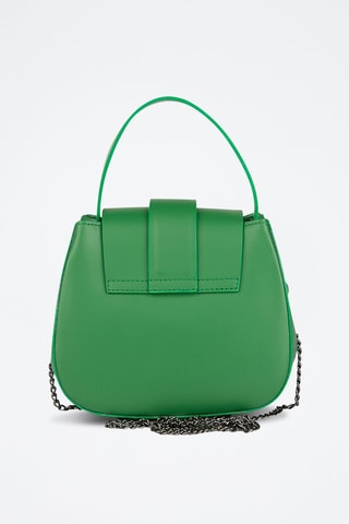 Sac bandoulière en cuir de chèvre - Vert et argenté