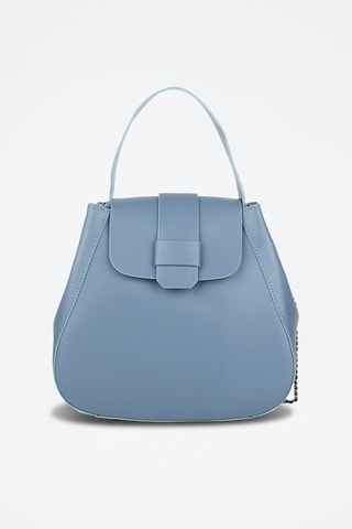 Sac bandoulière en cuir de chèvre - Bleu et argenté