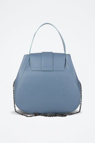 Sac bandoulière en cuir de chèvre - Bleu et argenté